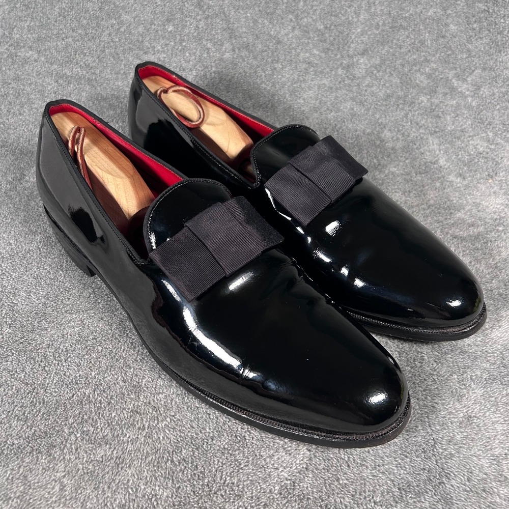 Allen Edmonds Ritz Tuxedo Bow Loafers Mens 11.5 AA Black Patent Leather USA - Picture 9 of 15